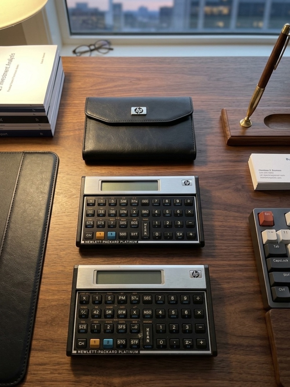 Two HP Black Hewlett-Packard HP-12C Platinum Financial Calculator — Black